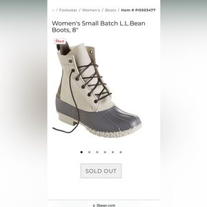 Women’s Small Batch Bean Boot 8” Limited Edition Grey size 11